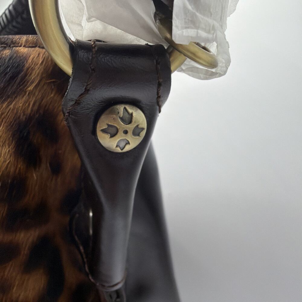 BNWOT Patricia Nash Torresina Tobacco Brown Leopard Calf Hair Bucket Tote Bag - Picture 14 of 16